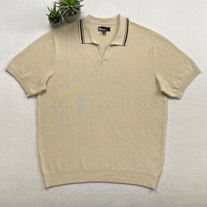 The Commons Johnny Collar Color Tipped Knit Short Sleeve Polo